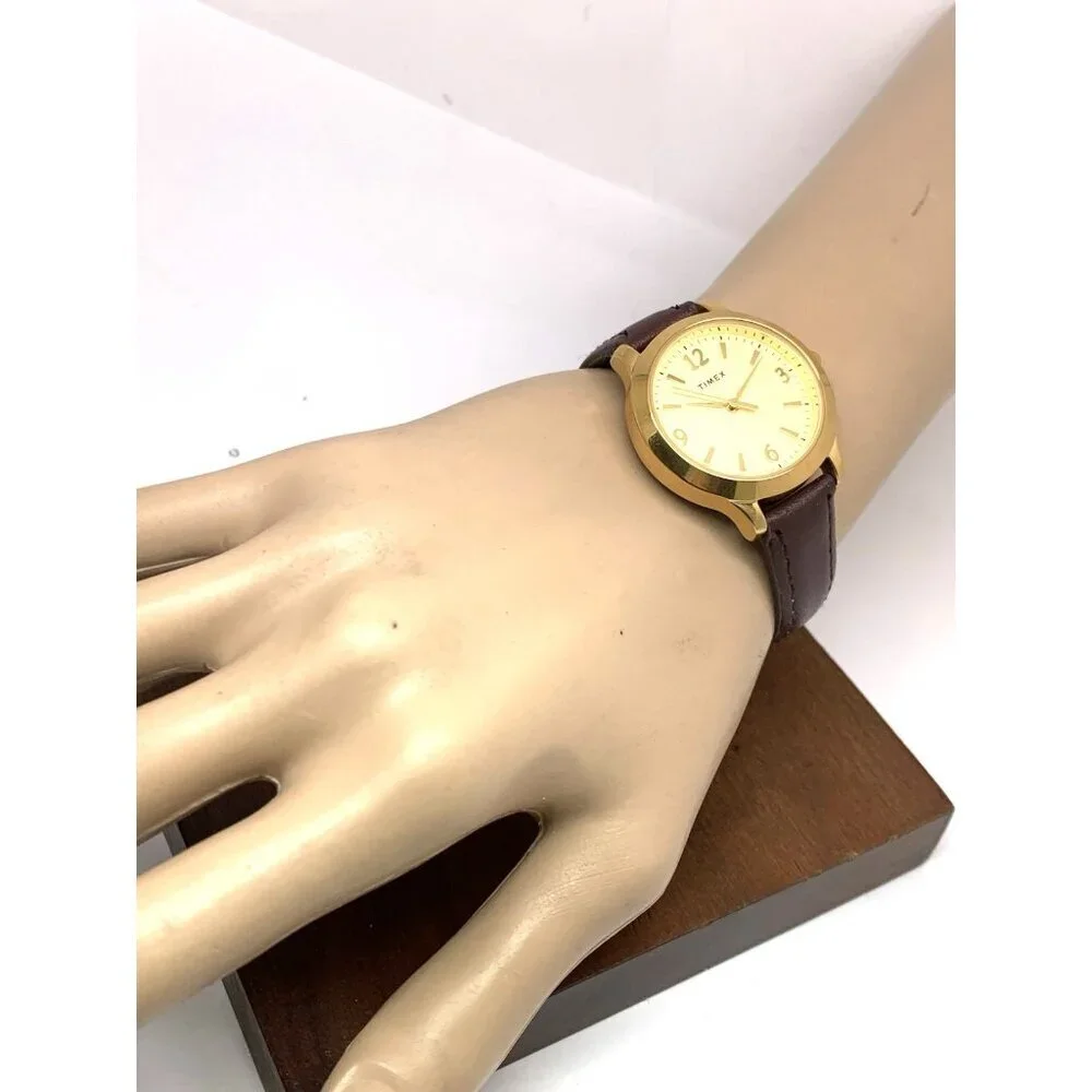 Timex Women's Watch TW2V36000 Quartz Gold Brown Leather Band 32mm